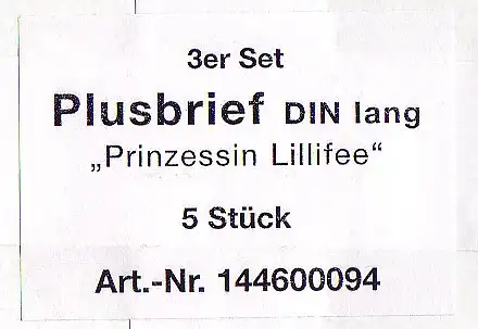 Privatpost Ul 15-17 Prinzessin Lillifee 2009: Banderole für 5mal 3er Set