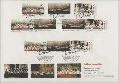 2318-2320 ZD-Set aus Bl.61 Knabenchöre, Set auf Schmuck-FDC ESSt Berlin