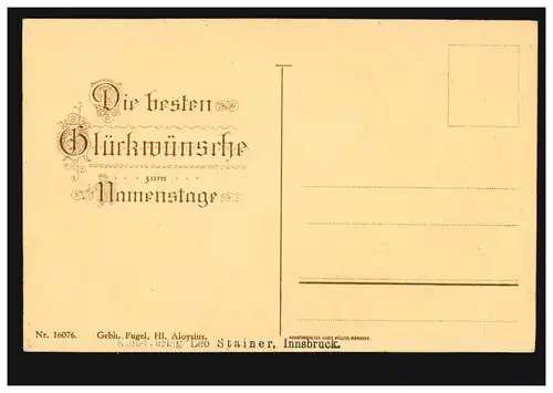 Ansichtskarte Namenstag Gebh. Fugel; Hl. Aloysius beim Gebet, ungebraucht