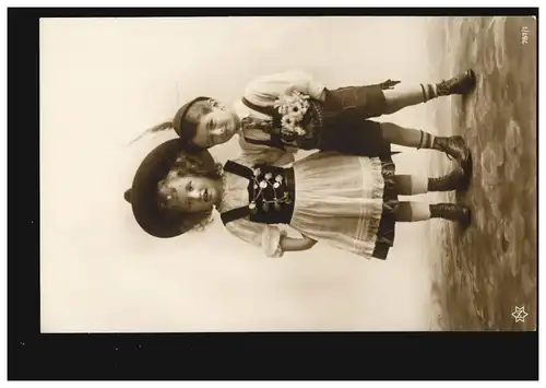 Foto-Ansichtskarte Namenstag Kinderpaar in bayerischer Tracht, BERLIN 18.1.1911