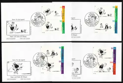 2349-2353 ZD-Set aus Bl.63 Vater und Sohn - 9 Zusammendrucke auf FDC Berlin