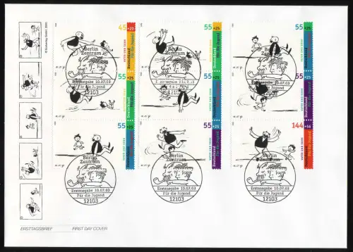 2349-2353 ZD-Set aus Bl.63 Vater und Sohn - 9 Zusammendrucke auf FDC Berlin