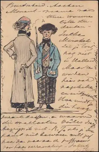 Postkarte P 59 von AACHEN 9.12.1902 in die Niederlande HAARLEM 10.12.02 