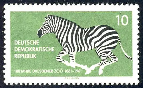 825 Dresdner Zoo Zebra 10 Pf **
