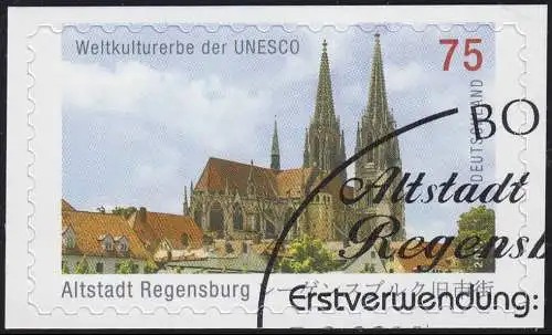 2850 UNESCO Regensburg SELBSTKLEBEND auf neutraler Folie, gestempelt O