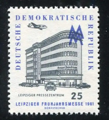 814I Leipziger Messe 25 Pf, PLF Fleck an linker Schaufensterfassade, Feld 36 **