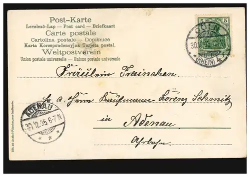 Carte de l'image Nouvel An Fille souriante sur une chaise, CÖLN 30.12.1905