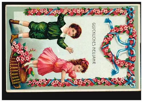 Ansichtskarte Neujahr Kinder schmucken Blumengirlande, DRESDEN / ALTST. 31.12.19