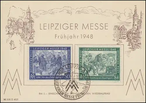 967-968 Messe Leipzig 1948 auf FDC-Messesonderpostkarte ESSt Leipzig g - 2.3.48