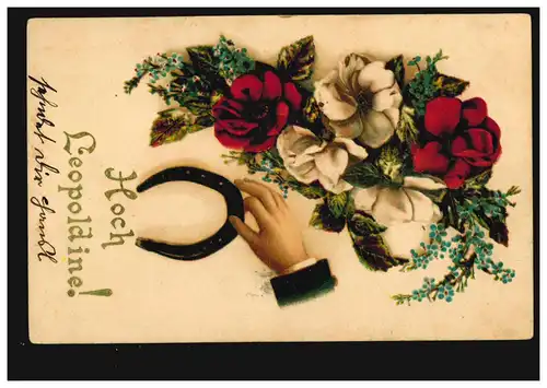 Carte postale Prénoms: Haute Léopoldine ! Fleurs et fers à cheval, KLOSTERNEUBURG