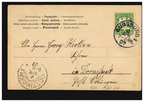 Carte postale Prénoms: Wilhelm, images pour enfants Former noms, AUGBURG 4.4.1907