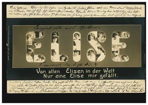 Ansichtskarte Vornamen: Elise, SPANDAU RUHLEBEN 10.10.1904 nach HANNOVER 19.10.