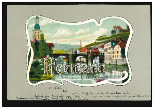 Carte postale Prénoms: Hermann, ville avec pont, THIENGEN (AMT WALDSHUT)