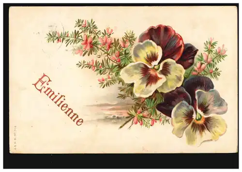 Carte postale Prénoms: Emilienne, branche avec belle-mère, poste de champ 12.1.1915