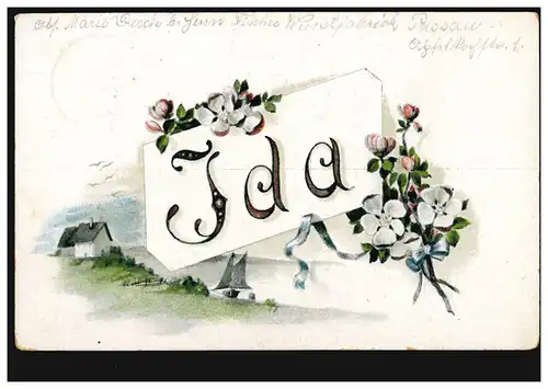 Carte postale Prénoms: Ida - Étiquette dans le paysage, PASSAU 11.3.1926
