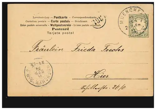 Ansichtskarte Vornamen: Frieda, Parkanlage, Ortspostkarte MÜNCHEN 13.9.1904