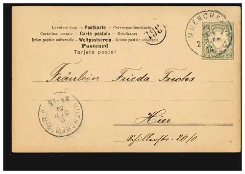 Carte postale: Frieda, Parking, Carte postal locale MUNICH 13.9.1904