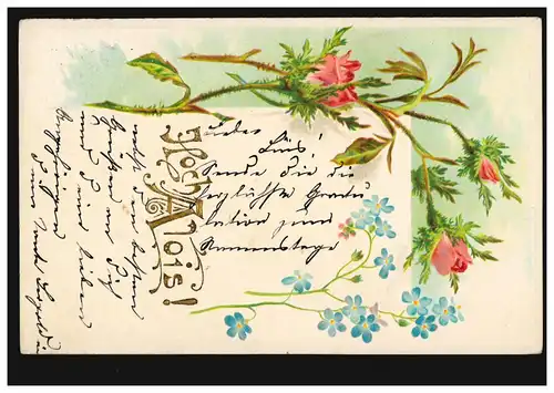 Carte postale Prénoms: Haut Alois! Roses et violettes, VIENNE 20.6.1903