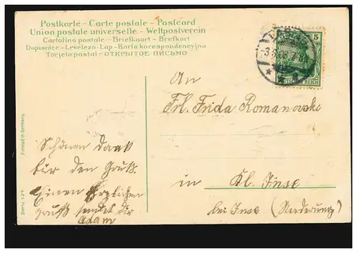 Carte postale Prénoms: Gretchen, Il m'aime - ne m 'aimez pas! LABIAU 1908