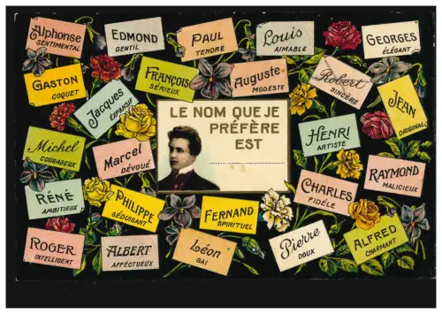 Suisse Carte Visual Prénoms: Tablette avec prénoms masculins, non utilisé