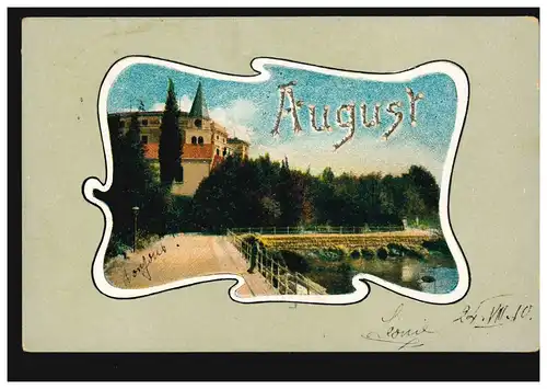 Carte postale Prénoms: Août, Paysage avec château, SCHLEITHAL 24.8.1910