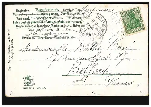 Carte postale Prénoms: Août, Paysage avec château, SCHLEITHAL 24.8.1910