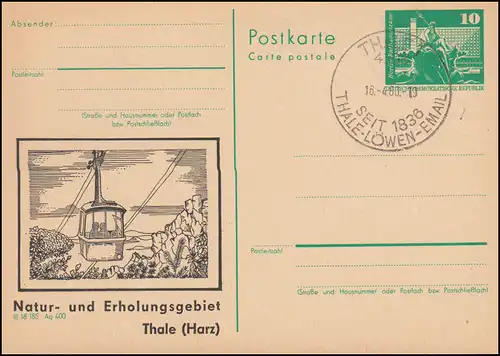 DDR P 79 Zone naturelle et récréative de Thale (Harz) Funiculaire, SSt THALE Email 1980