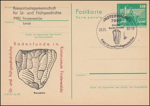 DDR P 79 Archéologie - Fondation de Sol Kernstein 1982, SSt FINSTERWALDE 28.5.82