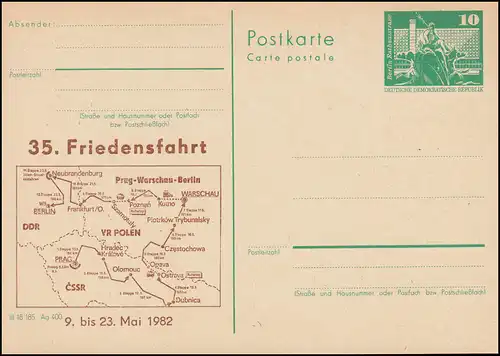 DDR P 79 Cyclisme 35e voyage international de paix en 1982, **