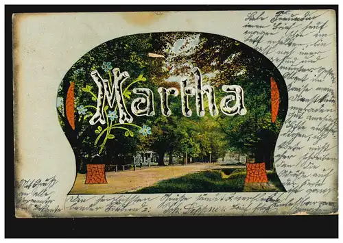 Ansichtskarte Vornamen: Martha, Landschaft mit Allee, MARXLOH (KR. RUHRORT) 1905