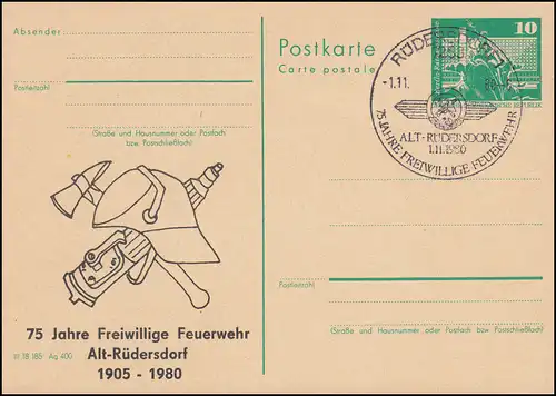 DDR P 79 Freiwillige Feuerwehr Alt-Rüdersdorf 1980, SSt RÜDERSDORF 1.11.1980