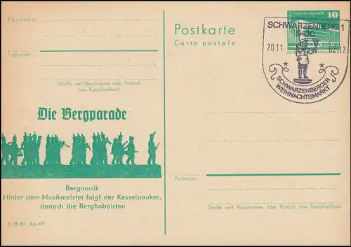 DDR P 79 Die Bergparade - Bergmusik 1982, SSt SCHWARZENBERG 20.11.1982