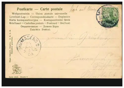 Carte postale Prénoms: Louise, Paysage côtier, KARLSRUHE 25.8.1905