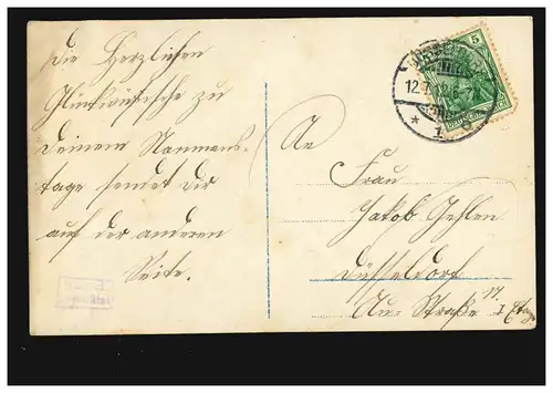 Carte postale Prénoms: Jacob, homme aux fleurs, DÜSSELDORF 12.7.1912