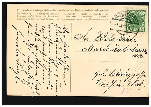 Ansichtskarte Vornamen: Hoch Marie! Glücksklee, WIEN 7.9.1906