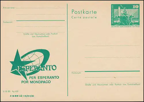 DDR P 79 ESPERANTO pour la paix mondiale 1980, **