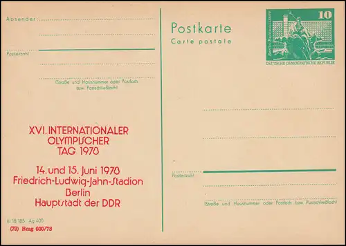 DDR P 79 Journée internationale olympique 1978 rouge, **