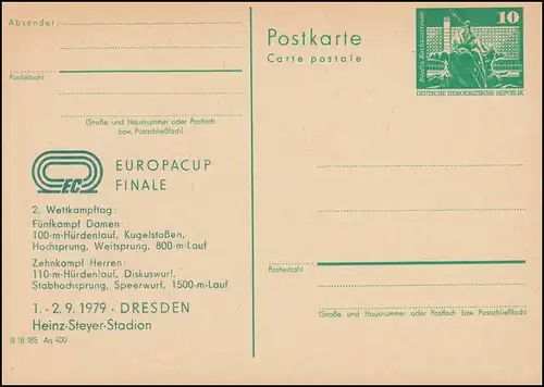 DDR P 79 Finale de la Coupe d'Europe Athlétisme 2ème jour Dresde 1979, **