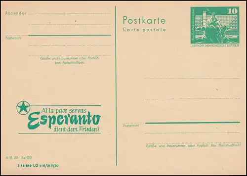 DDR P 79 ESPERANTO sert la paix! 1980, **