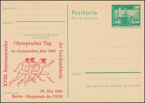 DDR P 79 Journée olympique de l'athlétisme Berlin 1980, **