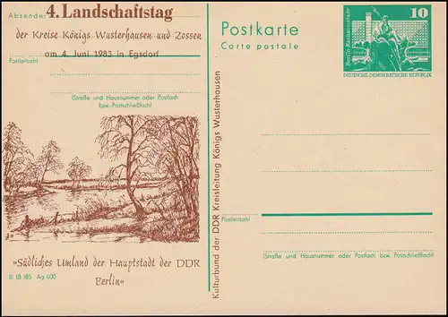 DDR P 79 Journée de la campagne Royale Wusterhausen et Zossen 1983, **