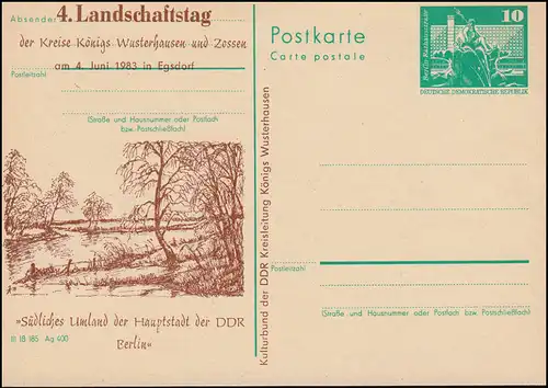 DDR P 79 Landschaftstag Königs Wusterhausen und Zossen 1983, **