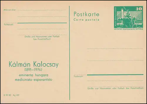 DDR P 79 Espéranto-Poet et traducteur Kalman Kalocsay 1891-1976, **