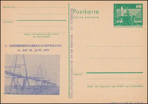 DDR P 79 Briefmarkenausstellung in Jüterbog 1977, **