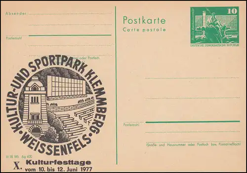 DDR P 79 Festivals culturels à Weissenfels 1977, **