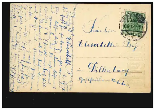 Carte postale Prénoms: Elisabeth, photo de femme avec bande de cheveux, WATERNATIF 6.6.1913