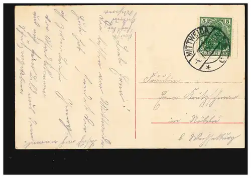 Carte postale Prénom Erna, désir, MITTWEIDA 4.7.1915