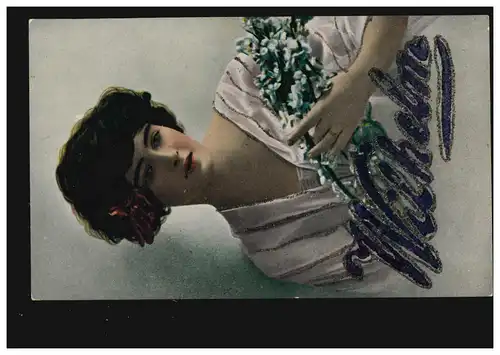 Carte postale Prénoms: Wilhelm, femme avec fleurs, inutilisé