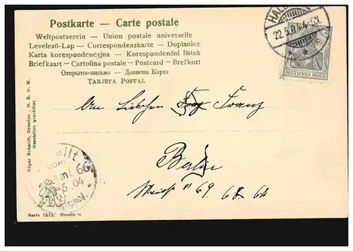 Carte postale Prénoms: Elise, Paysage avec rivière, 22.5.204 d'après BERLIN 23.5.