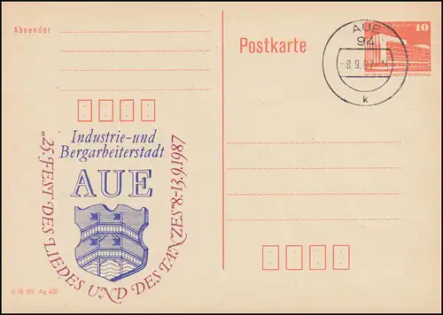 DDR P 86II Fête de la chanson et de l'aue 1987, AUE 8.9.87